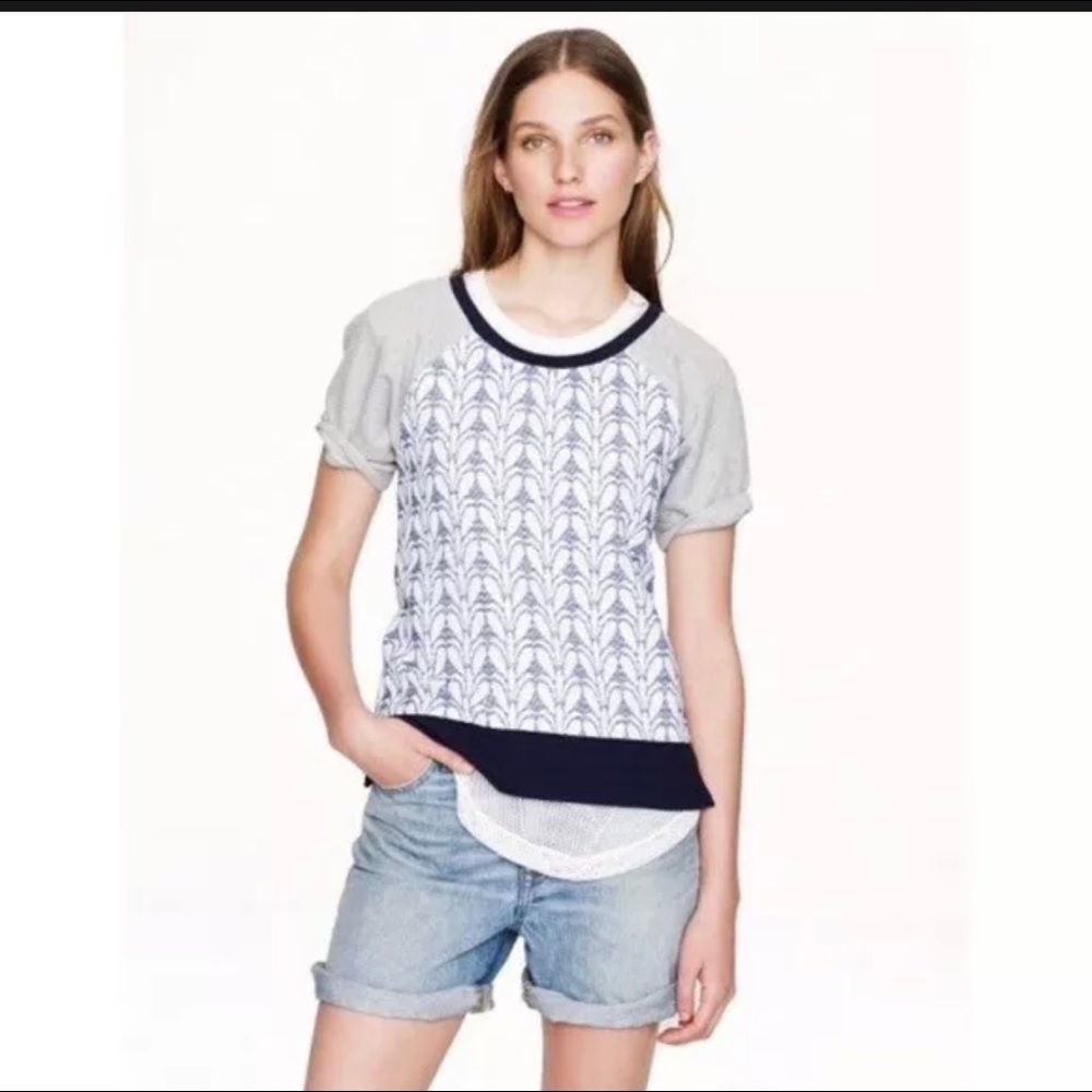 JCrew short sleeve sweatshirt blue grey size large